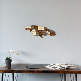 Colorfull Worlds 3D Wooden Jamaica Wall Art, Handcrafted Home and Office Decor, Multilayered Design with City Names, Perfect Jamaican-Inspired Accent (40 x 16 cm | 15.75" x 6.29")