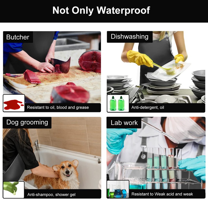 SHEOMERN Waterproof Rubber Apron, 48" XL Anti-Tear Heavy Duty Vinyl