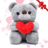 Yuragim Teddy Bear, Teddy Plush Bear with Heart, Red, 23 cm Plush Bear, Stuffed Toy, Teddy Plush Toy, Cuddly Toy, Christmas Gifts for Children, Girls (Grey)