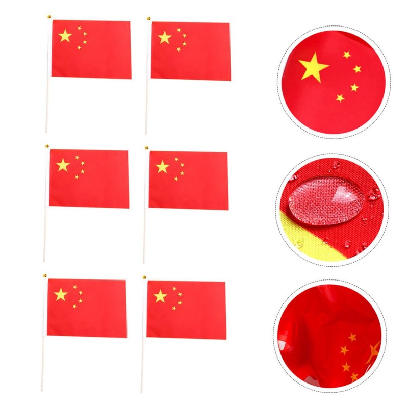 IWOWHERO 50Pcs Handheld China Flags Durable Five Star National Flags