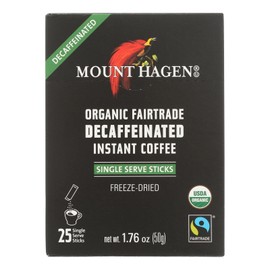 Mount Hagen - Organic Fairtrade Decaffeinated Instant Coffee 25ct - Case of 8-1.76 OZ