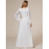 Ever-Pretty White Maxi Dress Round Neck A-Line Chiffon Bridesmaid Dresses