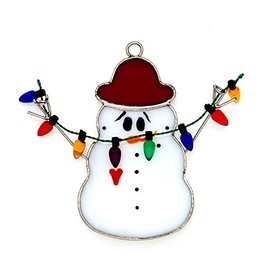 Switchables Glass Cover: Snowman (Red Hat) with Lights/Christmas Stained Glass