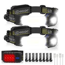 NetCan LED Headlamp Rechargeable, 1200 Lumens Super Bright Head Lamp with 10 Modes, 90°Tilt Comfortable Headlamp Flashlights, IPX4 Waterproof Headlight for Outdoor Camping, Hiking, Running, Fishing