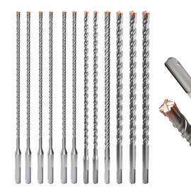 12PCS SDS Plus Rotary Hammer Drill Bits, 12PCS(5/32" to 5/8" ×12") - 4 Carbide Cutting Edges, Ideal for Masonry| Heavy-Duty Masonry |Hammer Drill Bits for Precision Drilling