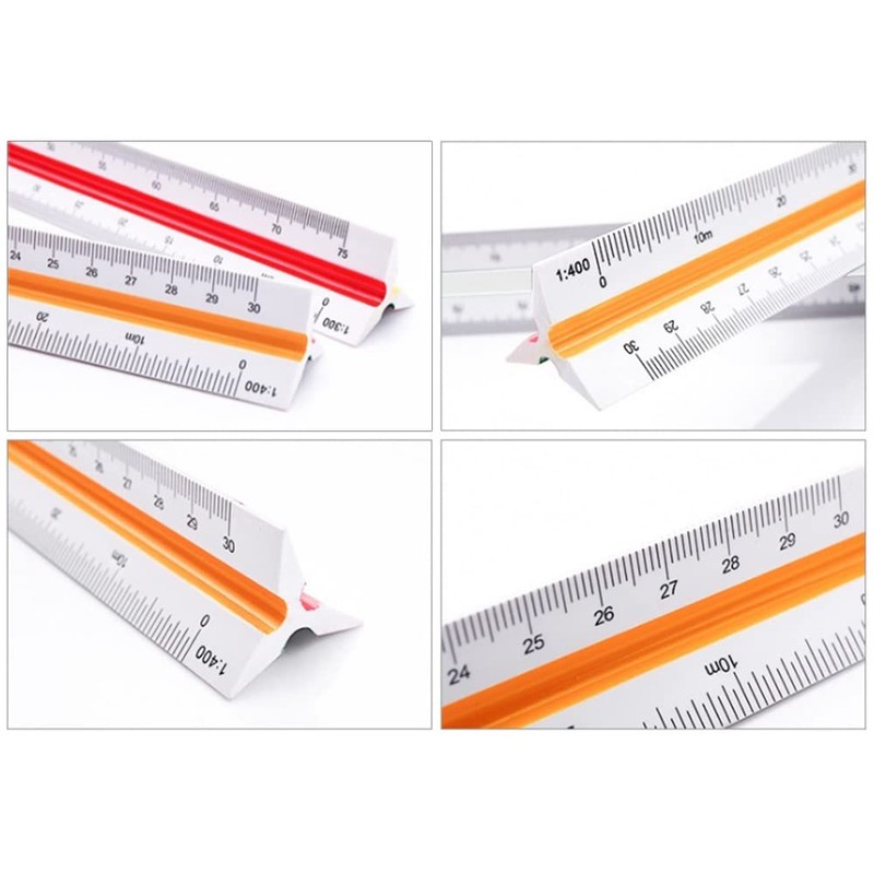 Scale Ruler, Plastic Triangular Scale, 30 cm Metric Scales 1:100