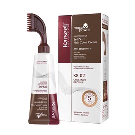 Karseell Easy Dye Hair Dye Maca Essence 6-in-1 Hair Color Cream 100% Cover Gray Hair Dye 80ml-Brown