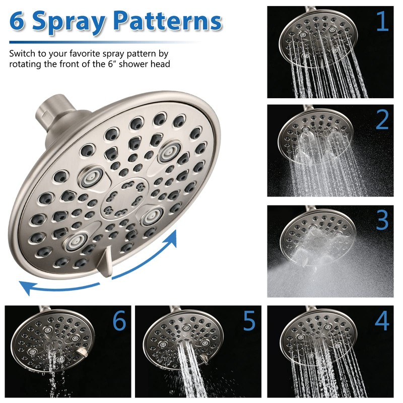Proox Double Shower Head with Built-in Valve, High Pressure 6