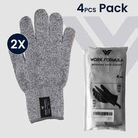 WORK FORMULA 4 pcs Cut Resistant Glove Food Grade Snug Fit for Women Men Kids Chefs Butchers (Steel Reinforced, XX-Large (Pack of 4))