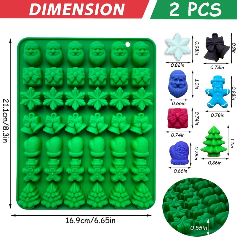 Christmas Silicone Candy Molds, 84-Cavity Mini Christmas Mold Shaped with