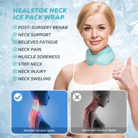 Neck Ice Pack Wrap,Cervical Ice Pack,Cold Compress Ice Packs for Injuries Reusable Cold & Hot Therapy Adjustable Flexible Gel Migraine Ice Head Wrap for Neck Pressure (Iceblue)