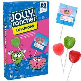 Heart Shaped Lollipops Assorted Fruity Flavors - Individually Wrapped JollyRanchar Lollipops Suckers Bulk in Sealed Bags for Friends, Kids, Party Favors (20 Count)