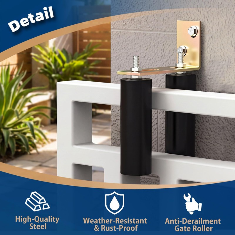 2 Pack 6" Slide Gate Guide Roller with L-Bracket Universal