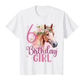 Kids 6th Birthday Horse Girl 6 Years Old Six Finally 6 Birthday T-Shirt