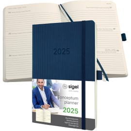 SIGEL C2532 Conceptum Weekly Planner 2025, Approx. A5, Dark Blue, softcover, 2 Pages = 1 Week, 192 Pages