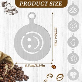 Pack of 5 Stainless Steel Coffee Stencils Cappuccino Barista Stencils Cocoa Decoration Stencil Coffee Accessories DIY Art Templates Coffee Cappuccino