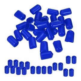 PATIKIL Round Rubber End Caps 12mm ID, 50 Pcs Rubber Bolt Covers Caps Vinyl Rubber Flexible Screw Thread Protectors for Metal Tube Rod Bolts, Blue