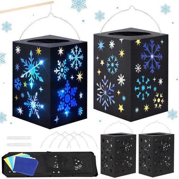 MONCAP 4 Pack Snowflake Lantern Craft Kits for Kids Arts