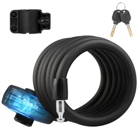 Titanker Bike Locks with Keys, Bike Lock Cable 6 Feet Coiled Secure Bike Cable Lock with Mounting Bracket, 1/2 Inch Diameter