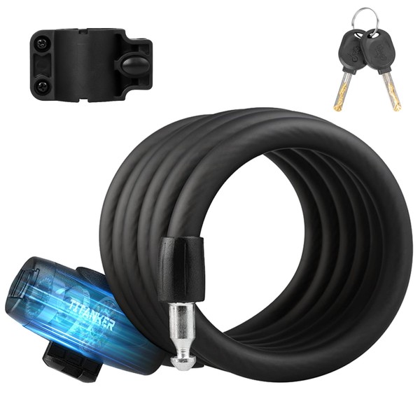 Titanker Bike Locks with Keys, Bike Lock Cable 6 Feet