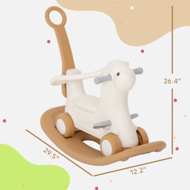 Qaba 4-in-1 Rocking Horse with Detachable Balance Board for 2-5 Years Brown