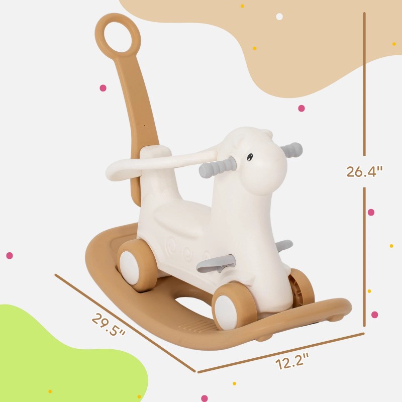 Qaba 4-in-1 Rocking Horse with Detachable Balance Board for 2-5