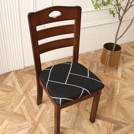 ZHILING Stretch Chair Seat Covers for Dining Room Set of 4, Elastic Dining Chair Seat Protector Cover Removable Washable Chair Slipcovers with Ties