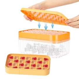 Silicone Ice Cube Tray with Stackable Bin and Scoop - Easy Release Ice Cube Trays for Freezer, Large Capacity, Quick Freezing, Dishwasher Safe - Perfect for Home & Kitchen