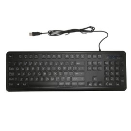Large Print Keyboard Large Bold Letters 104 Keys Standard Full Size USB Wired White LED Backlit Computer Keyboard