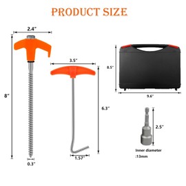 8" Screw in Tent Stakes Heavy Duty, Ground Anchors Screw in, Metal Threaded Tent Spikes, Camping Pegs for Canopies & Gardening Inflatable Decor (20 PCS Orange)