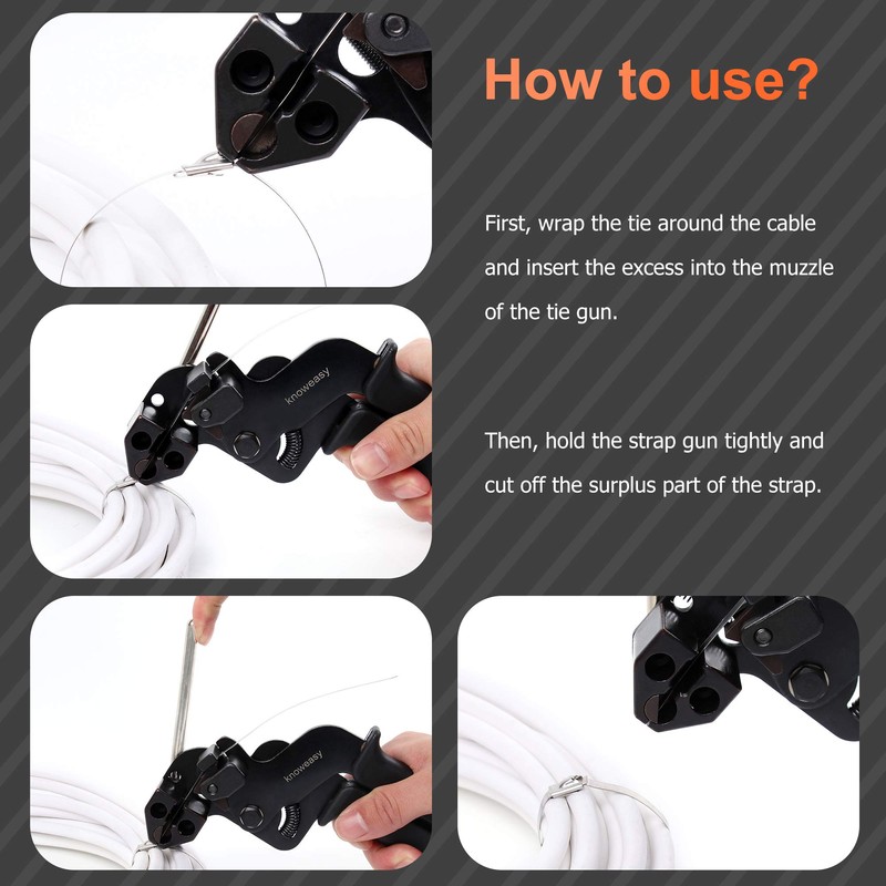 Knoweasy Stainless Steel Cable Tie Gun, Cable Tie Tool and