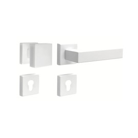 Gedotec Push 1317 Aluminium Door Handle Room Door Fitting White Button Handle PZ Profile Cylinder Door Handle Antique Vintage 1 Design Knob Set Including Mounting Material