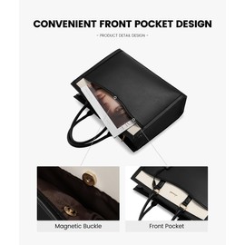 LOVEVOOK Laptop Tote Bag for Women, Leather Office Work Bag Briefcase fit for 15.6 inch Laptop, Large Teacher Computer Bag Handbag,2pcs Set Leather/Black-White