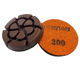 3 Inch Hybrid Diamond Polishing Pucks for Concrete Terrazzo Floor, Hook and Loop Transitional Grinding Pads,200# 9PCS