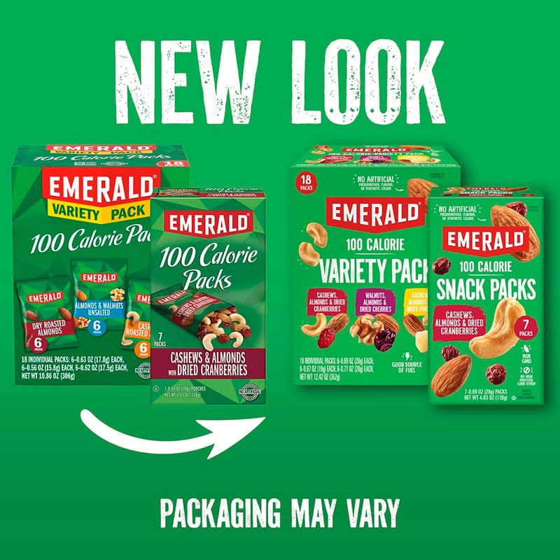 Emerald Nuts Roasted and Salted Cashews 7ct (1-Pack), 100-Calorie Individual