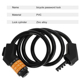 BULLSPANN Universal Security Bicycle Lock 110 cm, Resettable Chain Link Bicycle Lock with 5 Digit Combination Code for Road Bike Mountain Bike Electric Bicycle Black