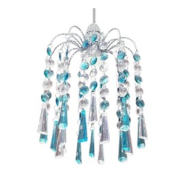 HOMION Chandelier Style Ceiling Light Shade Droplet Pendant Acrylic Crystal Bead Luxury Light Shade Compact Caravan Ceiling Pendant Teardrop Lamp Shade for Living Room Kitchen (Teal Ely)
