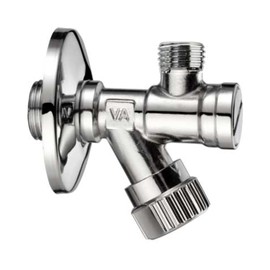 Schläfer 4372019 Angle Valve 3/8 Inch Chrome-Plated Brass Wall Connection 1/2 Inch Outlet, 3/8 Inch Outlet with Length Compensation, Corner Control Valve Comfort with Filter for Washbasin and Cistern