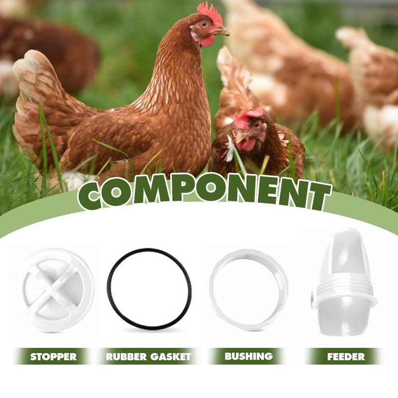 Chicken Feeder Kit, No Waste Waterproof Automatic Poultry Feeder 4