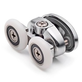 ShowerPart Twin/Double Butterfly Top Shower Door Roller/Wheel/Runner L077-1, Diameter 23mm, Wheel Thickness 5.6mm, Chromed Plastic Cover, Shower Door Replacement Parts, 2X