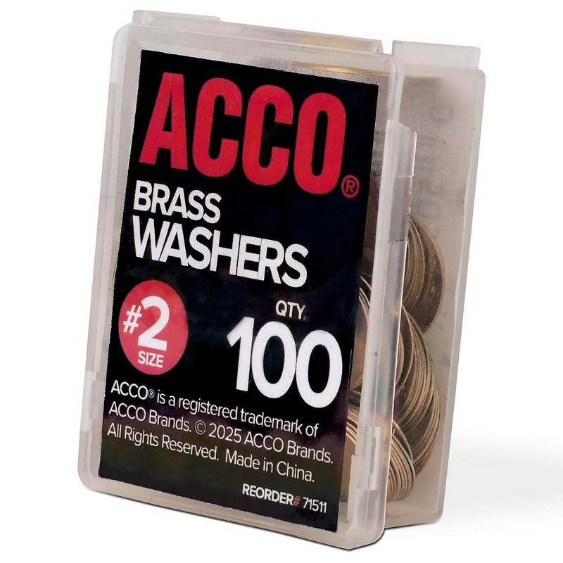 ACCO Brass Washers, 15/32", Box of 100 (71511)