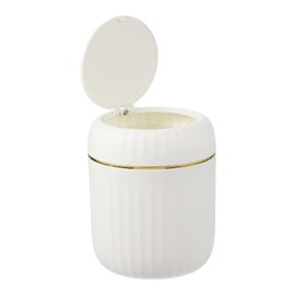 sourcing map Mini Trash Can with Lid, Desktop Small Recycling Cute Trash Can, 2.2L/0.58 Gallon Suitable for Office Bathroom, Kitchen, Living Room, Bedroom, White