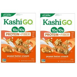 Generic.Kashigo.Cold Breakfast Cereal - Vegan Protein - Fiber Cereal - Peanut Butter Crunch -16.9 Oz Box (2 Boxes)