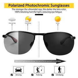 K.LAVER Photochromic Polarized Sunglasses For Men Women UV Protection Round Clear Driving Glasses Anti Glare Eyewear Glasses