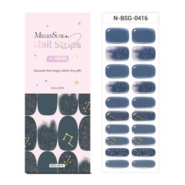 MelodySusie Semi Cured Gel Nail Strips -20 PCS Summer Gel Nail Stickers, Gel Nail Wraps - UV Light Required, Durable & Salon Quality (Midnight Horoscope)