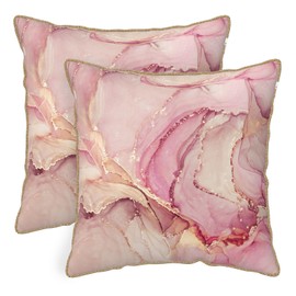 Rose Gold Marble Velvet Pillow Covers 18x18 Inch Set of 2 Pink Gold Abstract Colorful Throw Pillows For Couch Farmhouse Cushion Covers Pillowcase Modern Pillow Cases for Sofa Living Room Outdoor