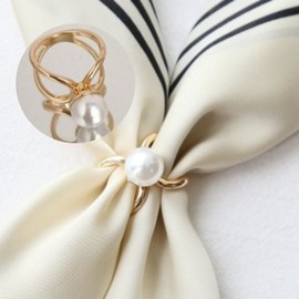 고급 진주 스카프링 심플 스카프 고리 패션 진주링 (WFJIJM3) Luxury Pearl Scarf Ring Simple Scarf Holder Fashion Pearl Ring (WFJIJM3)