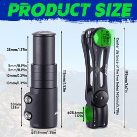 TOBWOLF Bike Stem Riser & Adjustable MTB Bicycle Stem, Universal 31.8mm Bike Stem, ±90 Degree Handlebar Stem for Angle Adjustment, 28.6mm Bike Fork Stem Extender for E-Bike Road Bike BMX Bicycle