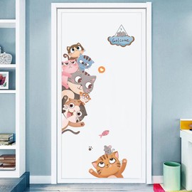 WINDVALE Cute Cat Wall Stickers – Peel and Stick Removable Wall Decals for Kids Room, Baby Nursery, Toddler Bedroom, Playroom, Classroom, Living Room, Door & Window Decor