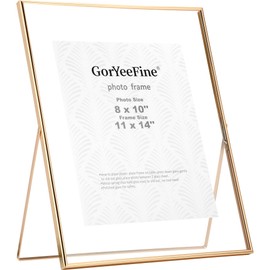Gold 11x14'' Floating Frame for Picture(6x8'',7x9'',8x10''),Adjustable Tabletop/Shelf floating picture frame 8x10'',Classy Gift Choice for Wedding,Thanksgiving,Christmas,Home or Office Decor